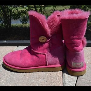 Pink Perforated Bailey Button UGG Boots